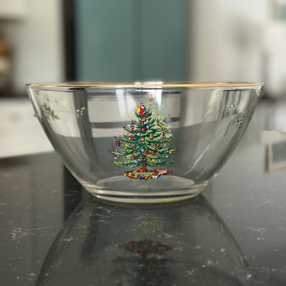 Spode Christmas Tree Glass Salad Bowl